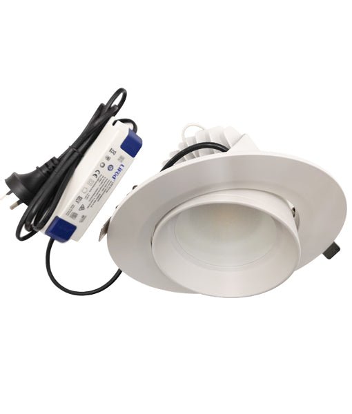 SHOPTRI01 LED Dual Power & Tri-CCT Gimbal White Recessed Shop Lighter / Downlight - SHOPTRI01